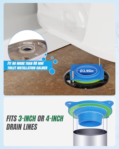 Toilet Flange Repair Kit- Include Flange & Elastic Wax Ring Gasket with Brass Bolts and Hardware, Universal Rubber Toilet Wax Ring Replacement Kit, Better Than Wax Toilet Seal