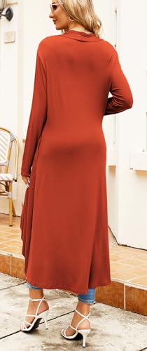 Image of Newchoice Womens Long Cardigan Summer Casual Draped Open Front Lightweight Long Sleeve Cardigan Duster with Pockets