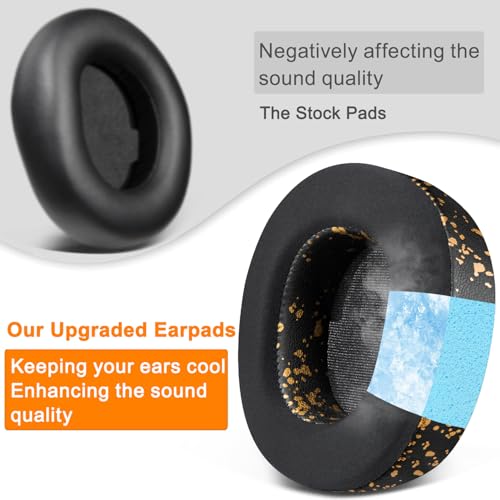 Image of SOULWIT Cooling-Gel Replacement Earpads for Steelseries Arctis Nova Pro Wireless /Arctis Nova Elite Headphones, Ear Pads Cushions with High-Density Noise Isolation Foam, Added Thickness - Black Gold
