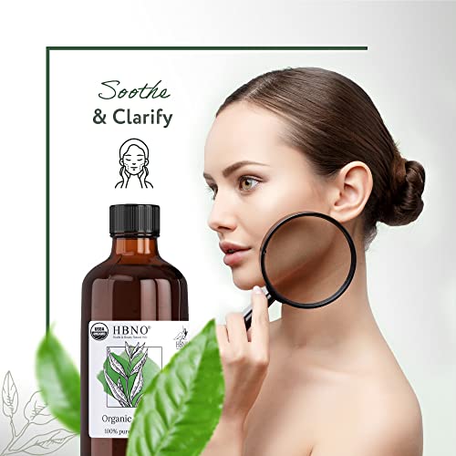 Hbno 4 Oz (120 Ml) - 100% Pure Usda Certified Organic Tea Tree Oil - Bring Refreshing Aroma Of Tea Trea Essential Oil - Perfect Tea Tree Oil For Acne & Skin Therapy #TOP4