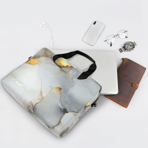Funda maletín para portátil con patrón mármol gris oro miniatura 7