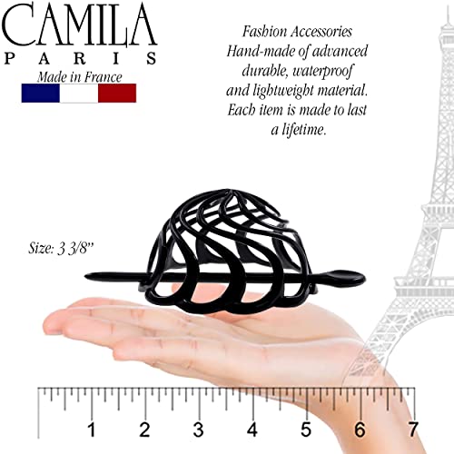Camila Paris Cp2867 French Hair Bun Clip Maker Cover Cap Holder, Black, Round Dome Bun Hair Clip For Women Hair Updo, Styling Hair Bun Accessories For Women, No Slip And Durable, Made In France #TOP1