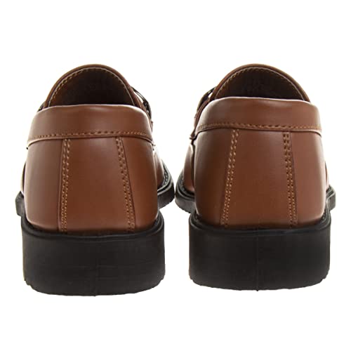 Josmo Boys Dress Shoes – Slip-On Comfort Uniform Oxford Loafer with Buckle Black and Brown (Big Kid/Little Kid) (Size 13-6)4