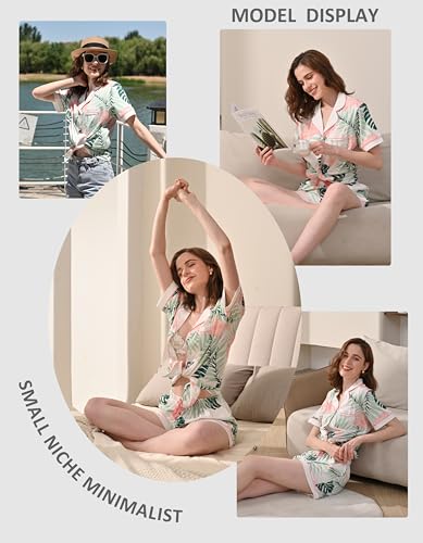Image of NAP BOUND 100% Cotton Women Pajama Sets Button Down Short Sleeve Sleepwear Soft Pjs 2 Piece Lounge Set with Pocket XS-XXL