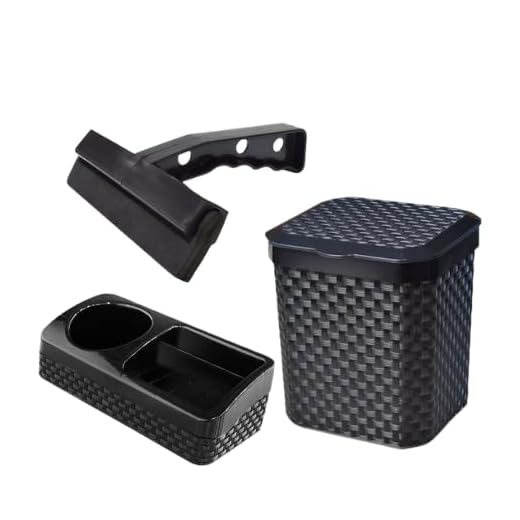 KIT PIA 3 PEÇAS- LIXEIRA DE PIA PRETA 05 LITROS + RODINHO DE PIA + PORTA DETERGENTE E SABÃO RATTAN PRETO COM BASE