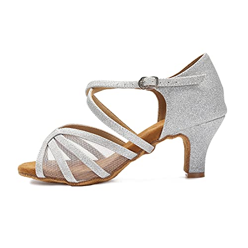 Image of Women's Ballroom Dance Shoes Latin Salsa Dancing Shoes Cross Strap 2.5inch Heel 3inch Heel ZB04