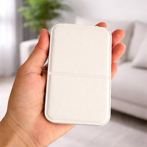 Image of Travel Mini Makeup Mirror(11 x 7cm),Portable Folding Mirrorwith Stand,Light weight and Slim Design for Purse,Travel,Use Anywhere,Easy Portability,Fits in Purse,Bag,Pocket (OFF WHITE-PACK OF 1)