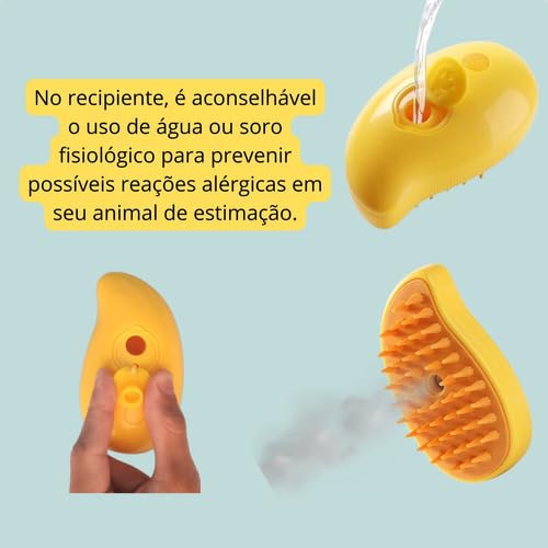 Escova 3 em 1 para Cães e Gatos - Autolimpante, Massagem Relaxante e Remoção de Pelos - Recarregável