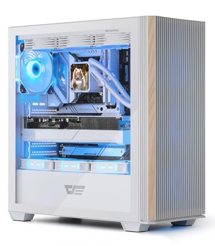 darkFlash DS900WS(2025) Case PC ATX, vero legno di noce, flusso d'aria elevato, ventole ARGB PWM 4x120mm preinstallate, case PC da gioco Mid-Tower, porta di tipo C, AIO fino a 360mm (Bianco)