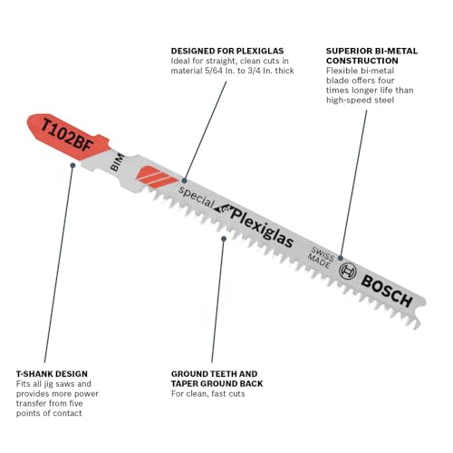 Bosch T102BF 13 TPI Plexiglas Blades