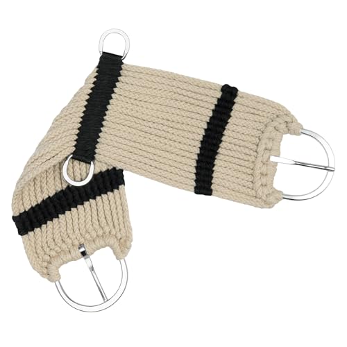 Weaver Equine Rayon 17 Strand Horse Cinch Anti-Slip Saddle Cinch Girth with Flat Buckle Western Horse Riding Supplies Tan/Black