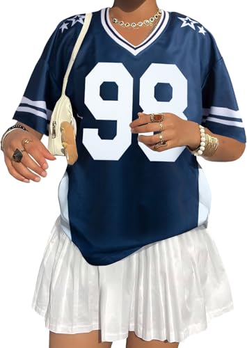 Jersey Shirts for Women Oversized V Neck Tshirt Number...