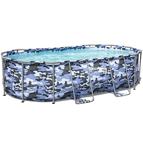 Bestway: Steel Pro Max - Oval Swimming Pool Set - 14' x 8'2" x 39.5, Blue Camo - Above Ground, Tritech Construction, Filter Pump, Ladder, 1,915 Gal. by Bestway - Image 8