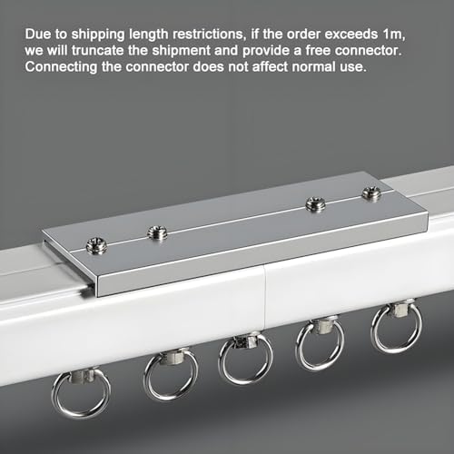 Curtain Track with Clips, Ceiling Track for Curtains, Wall Mount Curtain Rod 1.64ft 3.9ft 8.2ft 13.5ft 19.7ft Room Divider Silent Sliding Rails for Bedroom Living Room(150cm(4.9ft))