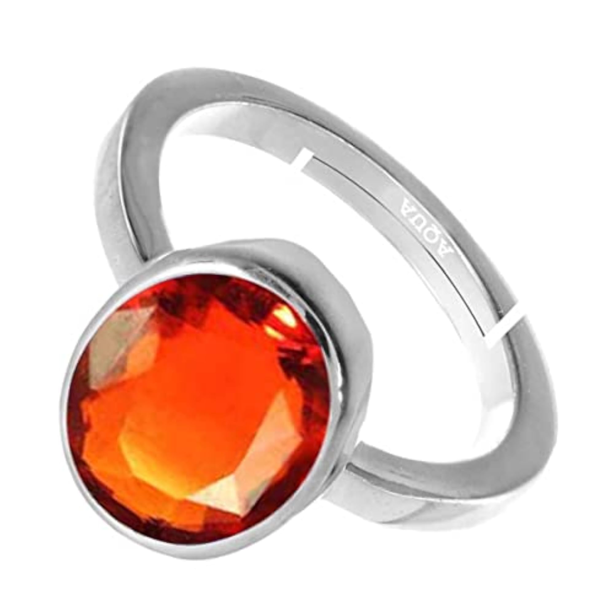 Unisex Hessonite 925 Sterling Silver Adjustable Ring, Astrological Gemstone