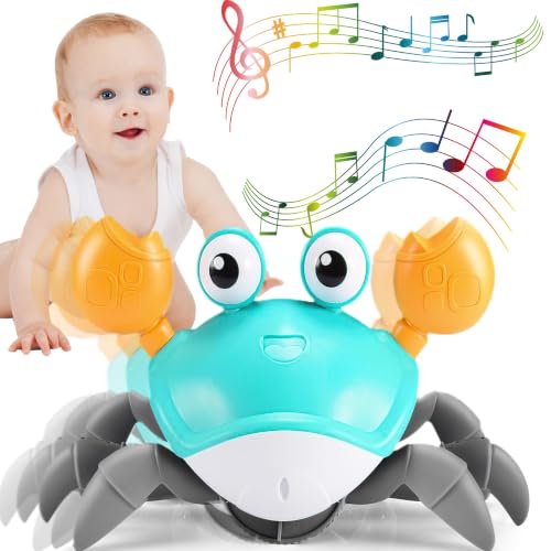 ZZQVIP Baby Spielzeug Krabbe Junge Mädchen, Spielzeug ab 1 2 3 Jahr, Crawling Crab Musikspielzeug, Geschenke für Kinder Spiele ab 3 4 Jahren, Familie Lernspielzeug für Tummy Time Toys