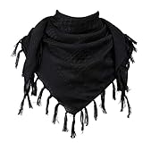 CNNIK Halstuch Kopftuch Shemagh Palituch Taktischer Schal Arabischer Wüsten Schals Arab Wrap Mit Quaste Halstuch Schwarz für Herren 43 x 43 Zoll