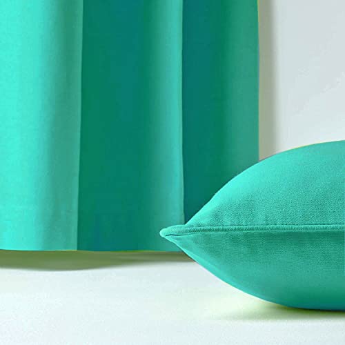 Image of AURAVE Cotton 210 TC Cushion Cover with Concealed Zipper Multi-Usage Sponge Lining, Piped Edges for Soft Living Room Solid Cushion Cases Cover Pack of 1 (12 inchx12 inch Aqua Green)