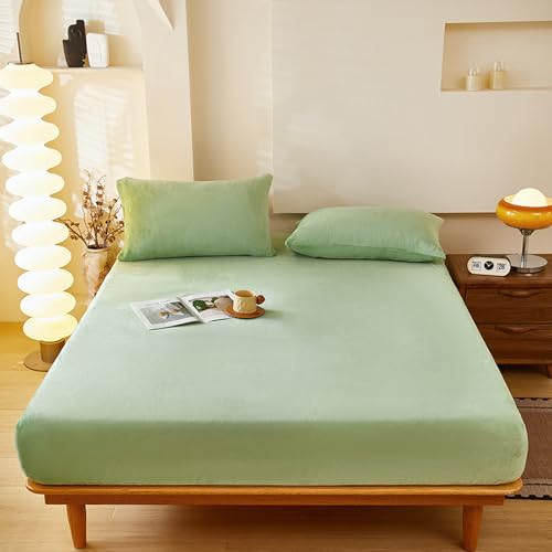 JIANINGHOME Sábana bajera de franela de algodón cepillado de 150 x 200 pulgadas, súper suave, acogedora y cómoda, adecuada para otoño, invierno y primavera