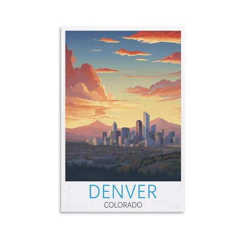 Tableau vintage Denver Colorado grand format pour habiller un mur de salon ou dortoir