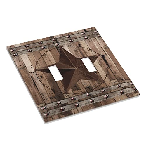American Western Texas Star 2 Gang Double Toggle Light Switch Cover Electric Wall Plate Electrical Faceplate For Bathroom Home Living Room Jumbo Size Decor #TOP2
