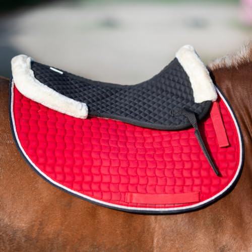 Start Sattelpad anatomisch – Kunstfell Sattelkissen für Pferd – ergonomische Sattelunterlage gegen Druckstellen – maschinenwaschbar & atmungsaktiv - FurArtifical (Schwarz, Large)