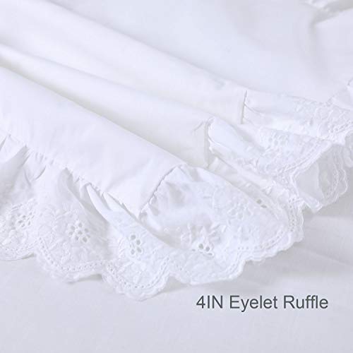 YINFUNG Eyelet Pillow Shams White Lace Ruffled Standard Shabby Chic Set of 2 Pillowcases Scalloped Farmhouse Country French Pretty Girls Cute Ruffle Embroidered 2 Pieces 20×26 Vintage Cotton 100%