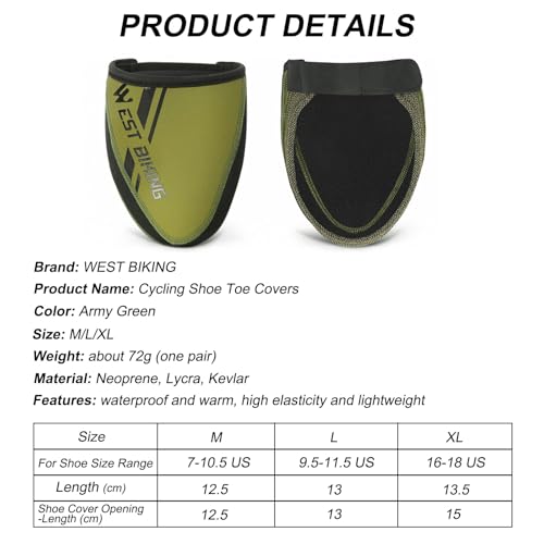 SONZUIA Cycling Shoe Toe Covers, Winter Sneakers Toe Warmers, Windproof Waterproof Overshoes, Kevlar Greener, 1 Pair