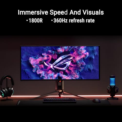 Image of ASUS ROG Swift 34 inch QD-OLED Gaming Monitor (PG34WCDN) - 360Hz, 0.03ms, OLED Care Pro, Neo Proximity Sensor, DisplayHDR 500 True Black, DP 2.1, HDMI 2.1, USB-C (90W), DisplayWidget, 3 yr Warranty