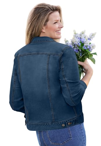 Woman Within Plus Size Stretch Denim Jacket Cropped Jean Jacket2