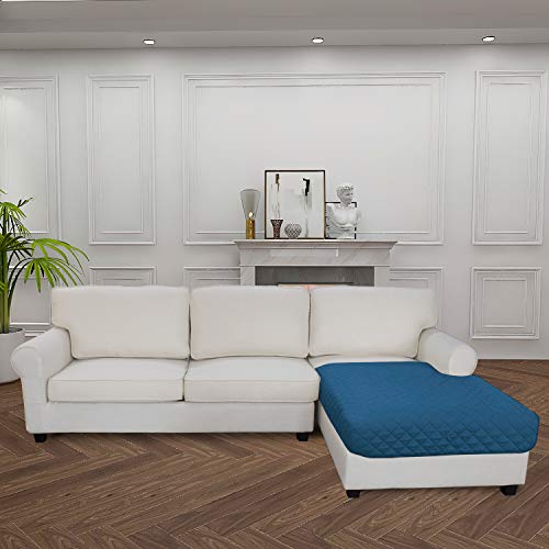 Image of Easy-Going Microfiber Sofa Slipcover L Shape Sectional Couch Cover 42X52 Inches Rectangular Chaise Lounge Cover Reversible Furniture Protector For Pets Children Dog(Peacock Blue /Peacock Blue)