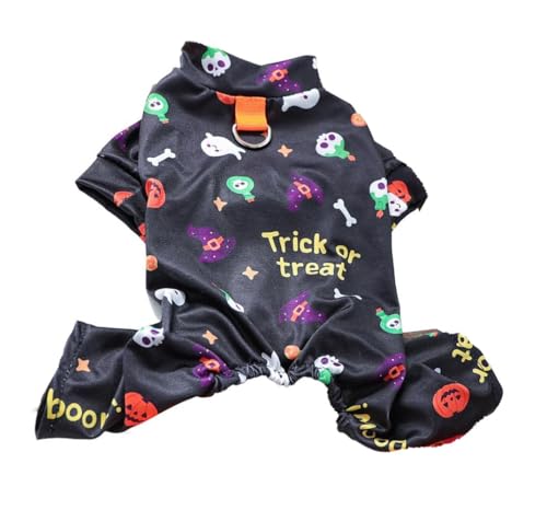 ICOUCHI 犬の服 パジャマ ロンパース つなぎ 春秋冬適用 おしゃれ かわいい 洋服 四つの足 ドッグウエア Tシャツ 中型犬 小型犬 クリスマス 仮装 防寒 保温 ルームウェア 抜け毛防止 部屋着 寝間着 お出かけ お散歩 (L,ブラック)