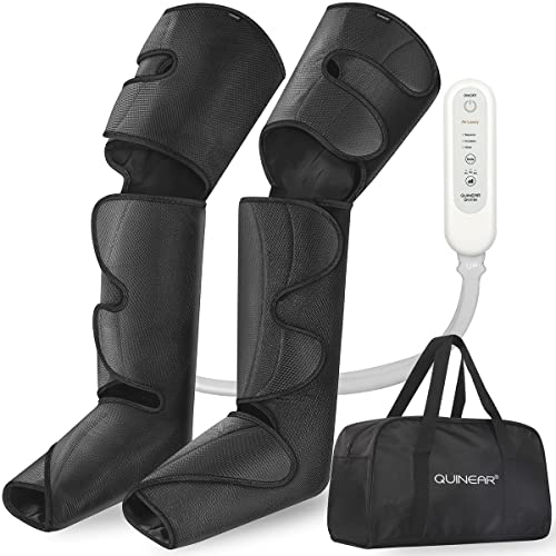 QUINEAR Leg Massager, Air Compression Leg Circulation System Wraps Feet, Calves & Thighs for Muscles Relaxation and Swelling Cramps Pain Relief