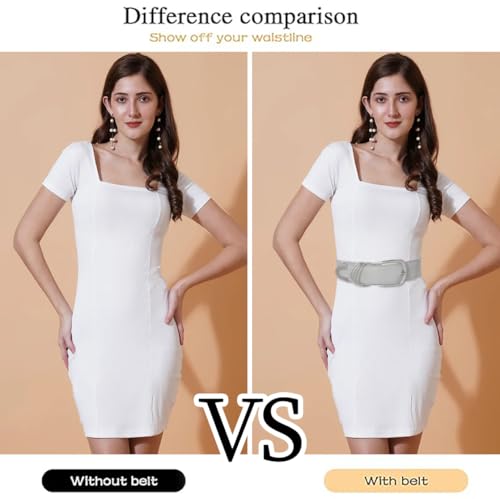Initlove Wide Stretchy Belt for Women Elastic Waist Belt Waistband for Dresses2