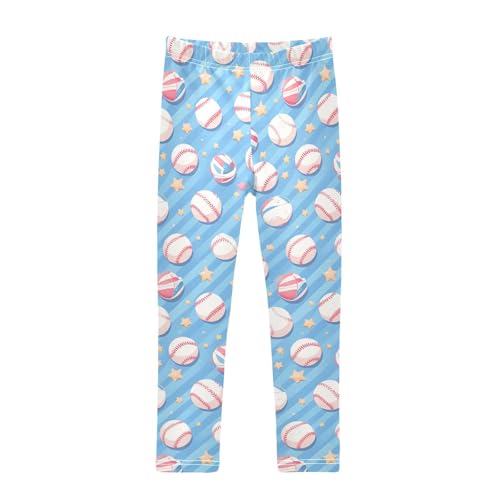 KLL Baseball Blue Stripoddler Girls' Basic Leggings Fashion High Waisted Lounge Pants Gym