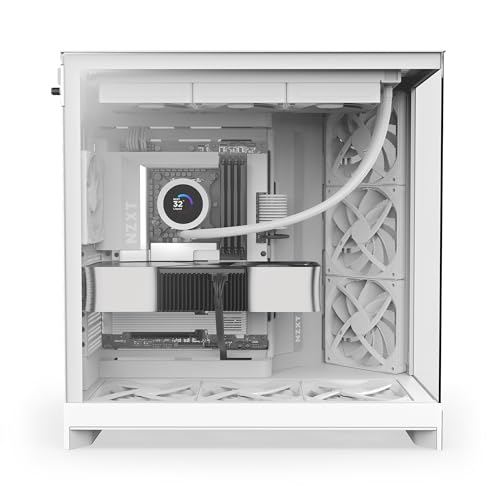 Image of NZXT H9 Flow (2025) - Large Dual-Chamber ATX Mid-Tower Airflow PC Case - Includes 3 x 140mm & 1 x 120mm Fans - 420mm Radiator Support - Tempered Glass - Back-Connect Ready - White