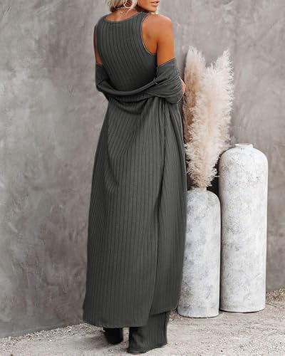 Image of Fessceruna Womens 3 Piece Lounge Pajamas Sets Cute Vacation Matching Set