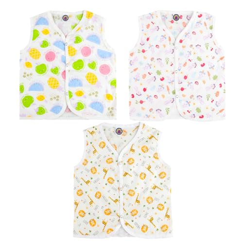 Image of Cotton Button Jhablas for New Born Baby 0-3 Months, Soft & Comfortable Vest Jablas Set, for Boys & Girls, Pack of 3, New Launch