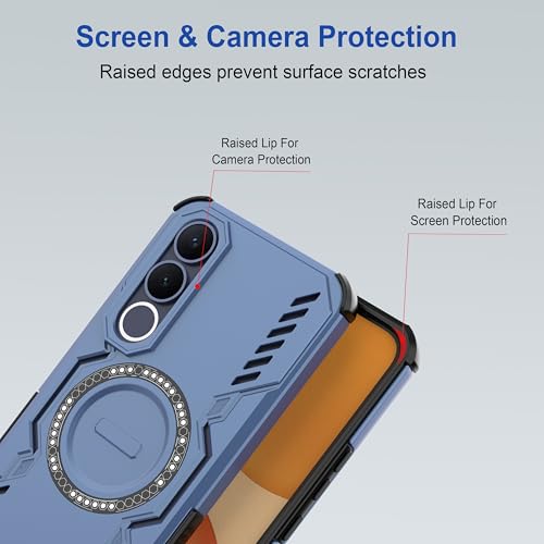 Image of Zapcase Back Case Cover for Vivo V70 FE | Magnetic Case with Built-in Metal Ring | Supports MagSafe Charger, Wallet & Car Mount | Shockproof Hybrid PC + TPU | Blue