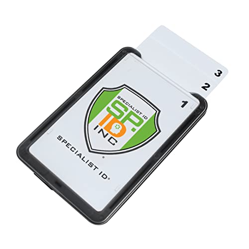 2 Pack - 3 Card Badge Holder Up to Three ID Badges - Heavy Duty Vertical Rigid Hard Plastic Case for Multiple Cards - Polycarbonate - Tactical CAC, Smart & Swipe I'd Holders by Specialist ID (Black)