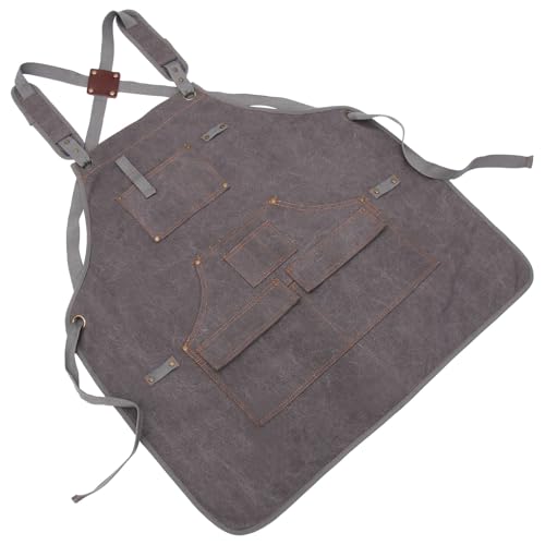 Delantal multi-bolsillos canvas grueso color gris oscuro