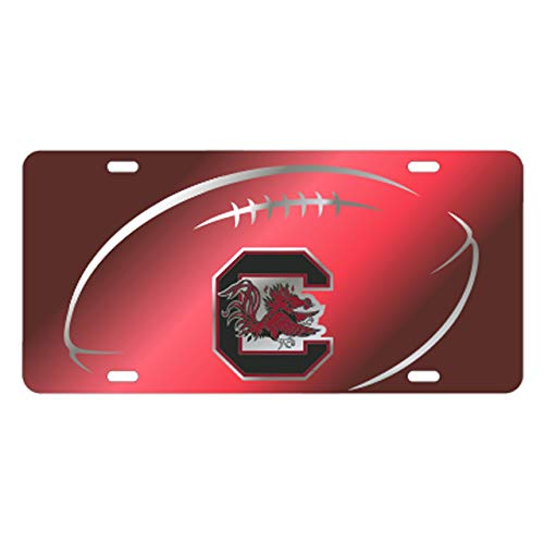 SOUTH CAROLINA GAMECOCKS Laser Cut Inlaid Mirrored Red Football Plate w/Logo