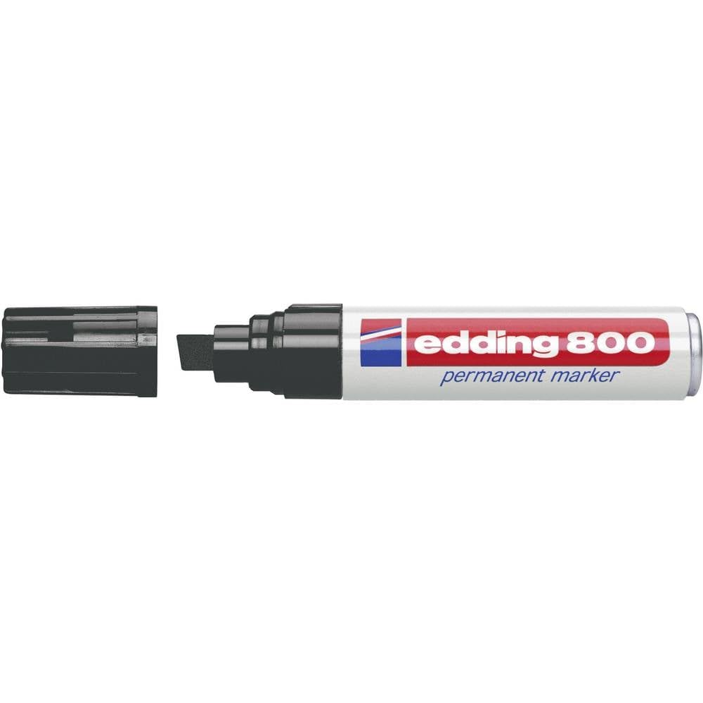 edding 800 Permanent Marker - Black - 1 Marker Pen - Chisel Tip 4-12 mm - for Eye-Catching Marks - Waterproof, Quick Drying, Indelible - for Cardboard, Plastic, Wood, Metal, Glass