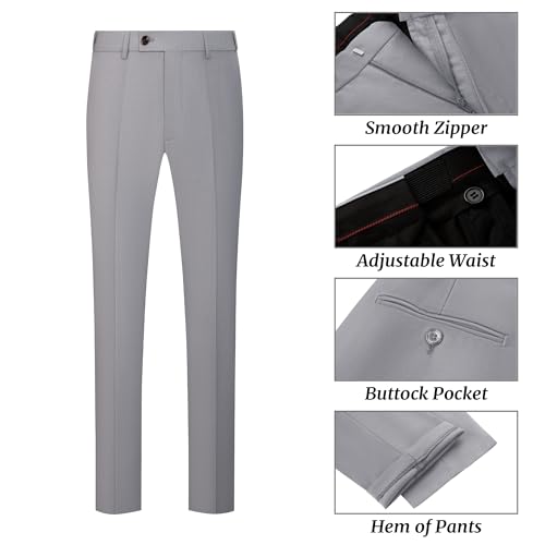 Men’s Suits Vest Peaked Laped Double Breasted Men Vest Pants Set Light Grey Men's 2 Pieces Set Slim Fit Wedding Groomsmen Suit XXL 6