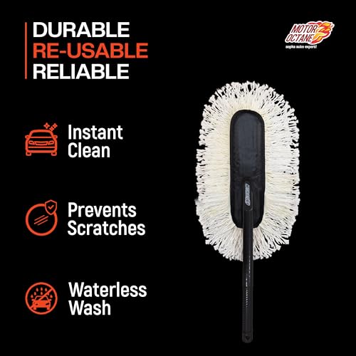 Image of Wax Pro Car Duster | Wax-Coated Duster | Lint-Free & Scratch-Free Cleaning | Waterless Wash | Car Dust Cleaner | Easy Grip Long Handle