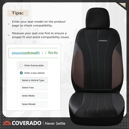 Image of Coverado Car Seat Covers Front Seats, Luxury Seat Covers Full Set, Mesh Breathable Seat Protectors, 2 Seats Driver Seat Covers, Universal Fit for SUV, Sedan, Truck