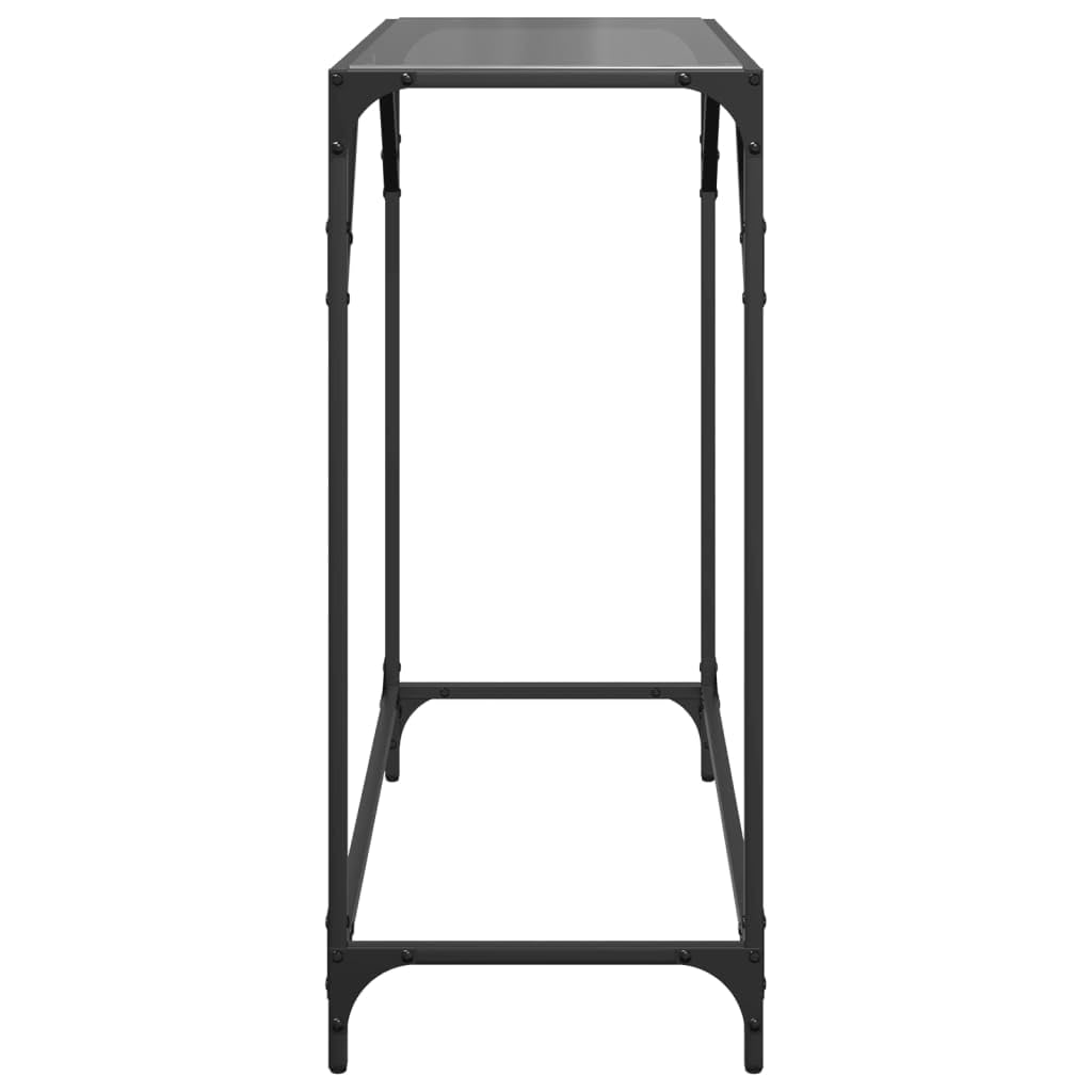Konsole Tisch mit Glasplatte Schwarz 80x35x81 cm aus Stahl ideal für Flur Eingang Wohnzimmer Schlafzimmer platzsparend mit Wandhalterung, dekorativ und robust für Stauraum und Präsentation