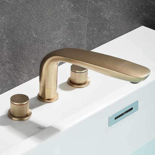 Robinet de salle de bain de luxe en or brossé pour un lavabo trois trous élégant