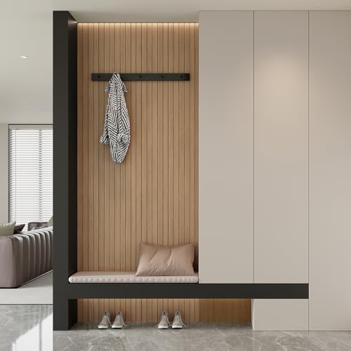 Yutianli PVC Slat Wall Panel Peel and Stick 236"x 15.7" Faux Wood Slat Panel Artificial Oak Wood Grain Self-Adhesive Soundproof 3D Wall Panel for Walls and Ceilings