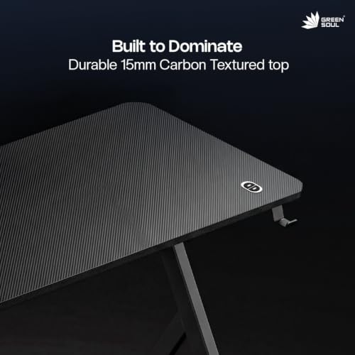 Image of Green Soul Blaze Smart Gaming Table | 15mm Thick Top | RGB | Headphone Hook & Cup Holder |Computer Table, Workstation, Home Office Desk| 1 Year Warranty | (Black,1200 x 600 Top)
